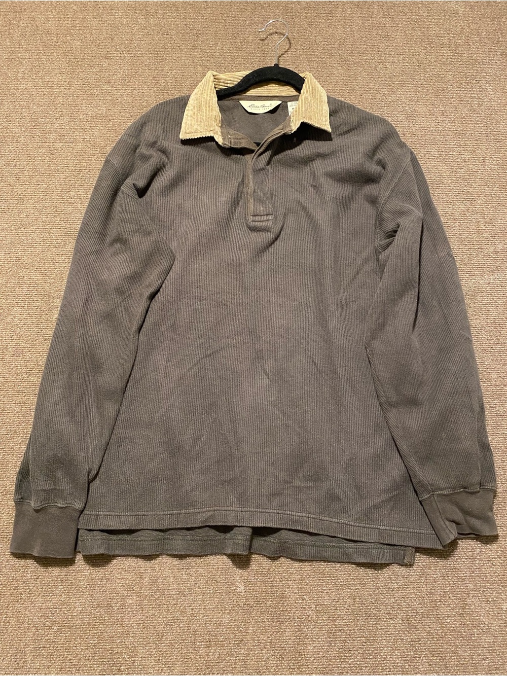 Vintage Eddie Bauer Ribbed Co Long-Sleeve Rugby Shirt Corduroy Collar Size M